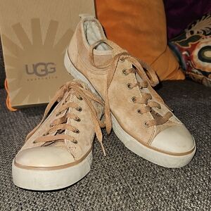 UGG Women's Casual Camel Sheepskin Lined Suede Sneakers